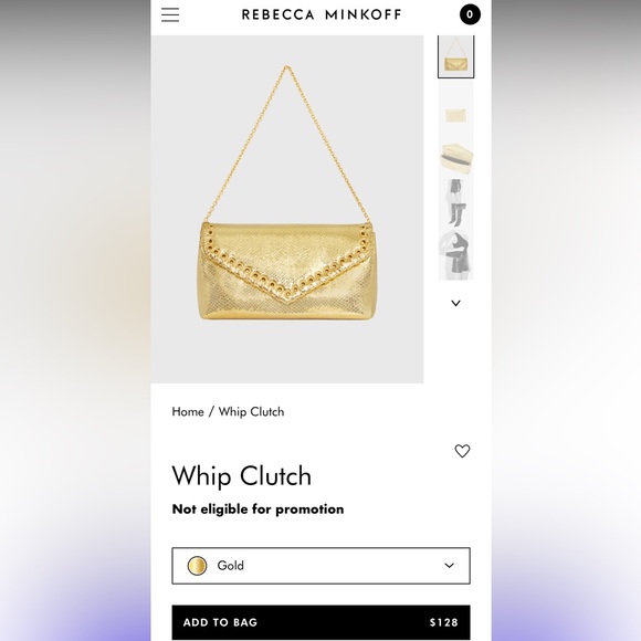 NWT Rebecca Minkoff Whip Convertible Clutch - Color Goldtone Reptile - Picture 5 of 5